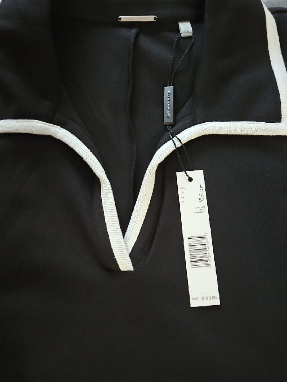 Elie Tahari Black Sleeveless Midi Dress with White Trim and a Lower Back Slit - Picture 4 of 11
